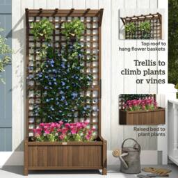 Kelvenix Wood Planter with Trellis for Climbing Plants in Brown - Size: 100g - thumbnail 6