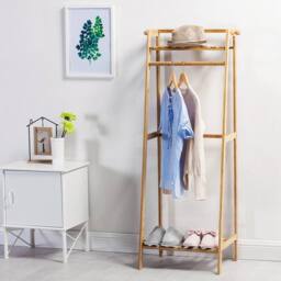 KORVIXA 140cm Dustproof Bamboo Garment Rack in Beige - Size: 900mm - thumbnail 5