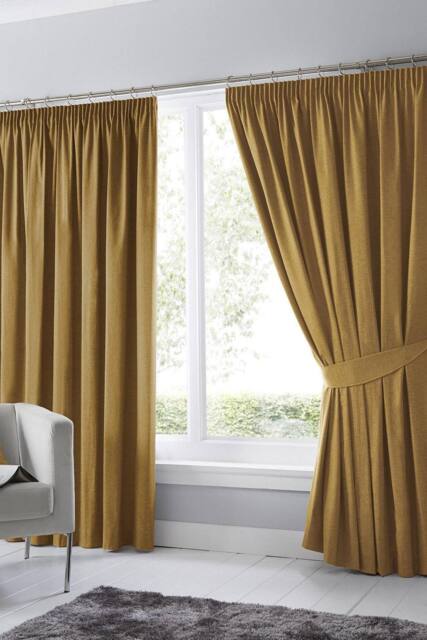 Fusion 'Dijon' Pair of Tiebacks For Pencil Pleat Curtains in Mustard - image 1