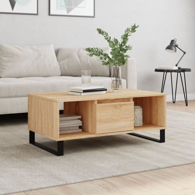 Berkfield Home Coffee Table Sonoma Oak 90x50x36.5 cm Engineered Wood in Brown - image 1