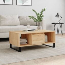 Berkfield Home Coffee Table Sonoma Oak 90x50x36.5 cm Engineered Wood in Brown - thumbnail 1