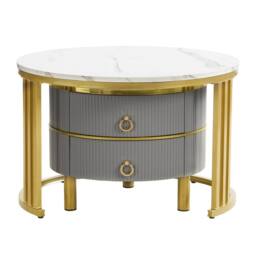 Merax Modern 2-Piece Nesting Coffee Table Set with Marble Effet Tabletop in Grey - thumbnail 4