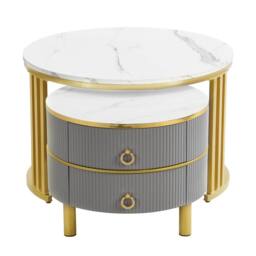 Merax Modern 2-Piece Nesting Coffee Table Set with Marble Effet Tabletop in Grey - thumbnail 6