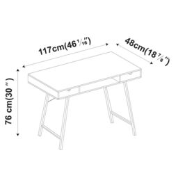 EONLION Mid-Century Wood Writing Desk with 2 Drawers Home Office in White - thumbnail 2