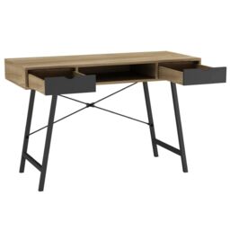 EONLION Mid-Century Wood Writing Desk with 2 Drawers Home Office in White - thumbnail 3