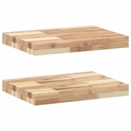Berkfield Home Floating Shelves 2 pcs 60x30x4 cm Untreated Solid Wood Acacia in Brown - Size: 60 x 30 x 4 cm - thumbnail 2