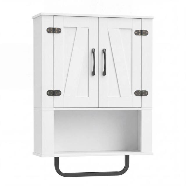 FORGEVIO Bathroom Wall Cabinet 3-Tier Wooden Storage Cabinet for Kitchen in White - image 1