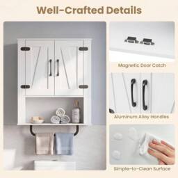 FORGEVIO Bathroom Wall Cabinet 3-Tier Wooden Storage Cabinet for Kitchen in White - thumbnail 5