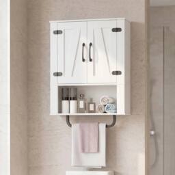 FORGEVIO Bathroom Wall Cabinet 3-Tier Wooden Storage Cabinet for Kitchen in White - thumbnail 4