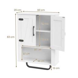FORGEVIO Bathroom Wall Cabinet 3-Tier Wooden Storage Cabinet for Kitchen in White - thumbnail 2