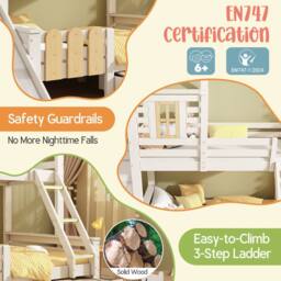 Matteo Bunk Beds for Kids, Wooden Cabin Bed with Ladder & Slide in White - Size: Double - thumbnail 4