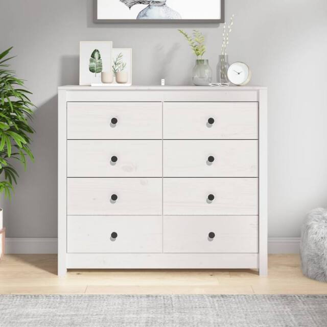 Berkfield Home Side Cabinet White 100x40x90 cm Solid Wood Pine - Size: 100 x 40 x 90 cm - image 1