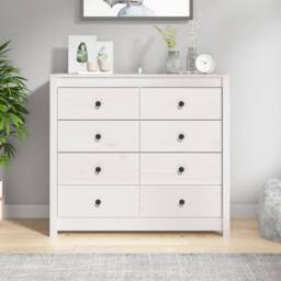 Berkfield Home Side Cabinet White 100x40x90 cm Solid Wood Pine - Size: 100 x 40 x 90 cm