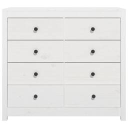 Berkfield Home Side Cabinet White 100x40x90 cm Solid Wood Pine - Size: 100 x 40 x 90 cm - thumbnail 4