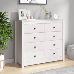Berkfield Home Side Cabinet White 100x40x90 cm Solid Wood Pine - Size: 100 x 40 x 90 cm - thumbnail 6