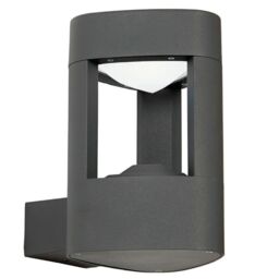 Loops IP44 Outdoor LED Lamp Textured Grey Triangle Wall Light Porch Door Open Lantern