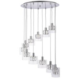 Loops Multi Light Ceiling Pendant 12 Bulb Chrome & Crystal Chandelier Height Drop Lamp - thumbnail 4