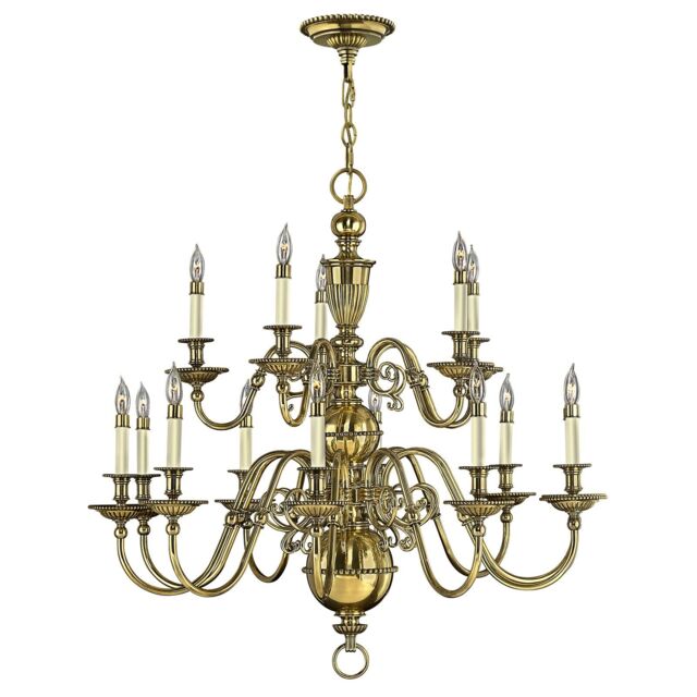 Loops 15 Bulb Chandelier Hanging Pendant LIght Burnished Brass LED E14 40W Bulb in Metallics