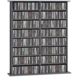 HOMCOM CD Storage Unit DVD Tower Blu-ray Storage Shelf for Office, Grey - thumbnail 2