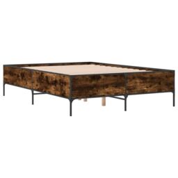 Berkfield Home Bed Frame without Mattress Smoked Oak 120x190 cm Small Double in Brown - thumbnail 3