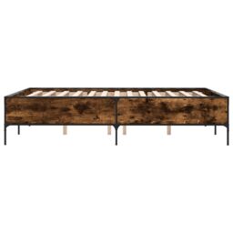 Berkfield Home Bed Frame without Mattress Smoked Oak 120x190 cm Small Double in Brown - thumbnail 5