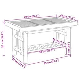 Berkfield Home Coffee Table 70x45x36 cm Bamboo in Brown - Size: 70 x 45 x 36 cm - thumbnail 7