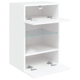 Berkfield Home TV Wall Cabinets with LED Lights 2 pcs White 40x30x60.5 cm - thumbnail 8
