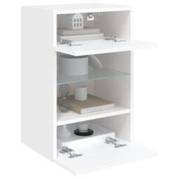 Berkfield Home TV Wall Cabinets with LED Lights 2 pcs White 40x30x60.5 cm - thumbnail 5