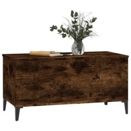 Berkfield Home Coffee Table Smoked Oak 90x44.5x45 cm Engineered Wood in Brown - thumbnail 4