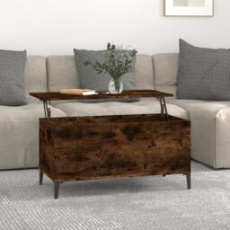 Berkfield Home Coffee Table Smoked Oak 90x44.5x45 cm Engineered Wood in Brown - thumbnail 1