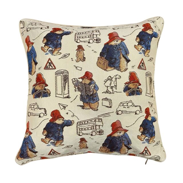 Signare Cushion Cover Paddington Bear London Transport in Beige - Size: 45 cm x 45 cm - image 1