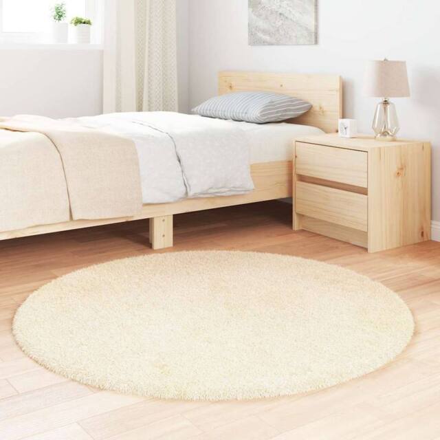 Berkfield Home Shaggy Rug High Pile NAVARRA Cream 120x120 cm Polyester - Size: Medium - image 1