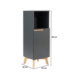 Home Source Bathroom Floor Cabinet Grey Storage Shelves Vanity Organiser Cupboard in Dark Grey - thumbnail 9
