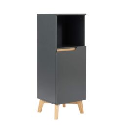 Home Source Bathroom Floor Cabinet Grey Storage Shelves Vanity Organiser Cupboard in Dark Grey - thumbnail 8