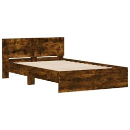 Berkfield Home Bed Frame without Mattress Smoked Oak 135x190 cm Double in Brown - thumbnail 4
