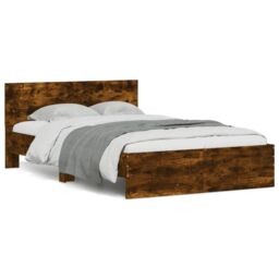 Berkfield Home Bed Frame without Mattress Smoked Oak 135x190 cm Double in Brown - thumbnail 2