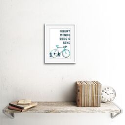 "Artery8 Wall Art Print Great Minds Ride A Bike Paint Splat Artwork Framed 9X7 Inch in White - Size: W7"" x H9""" - thumbnail 2