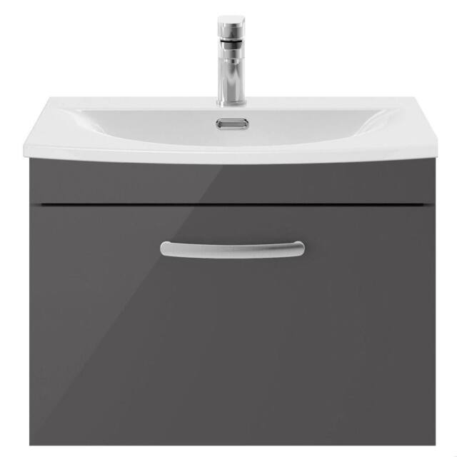 Balterley Millwich 1 Drawer Wall Hung Vanity Basin Unit, Gloss Grey, 600mm in Grey - image 1