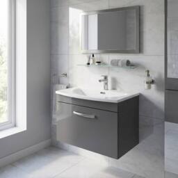 Balterley Millwich 1 Drawer Wall Hung Vanity Basin Unit, Gloss Grey, 600mm in Grey - thumbnail 4