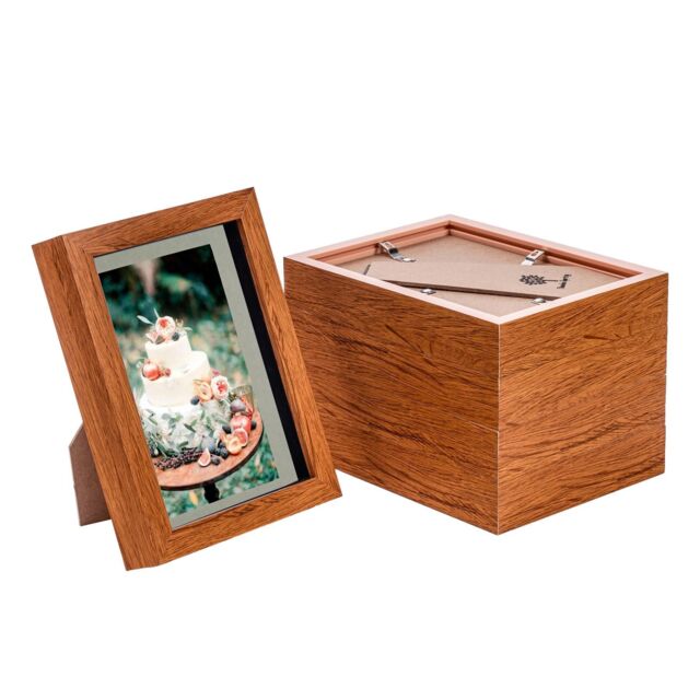 "Nicola Spring 3D Box Photo Frames - 5 x 7"" with 4 x 6"" Mount - Ivory Mount - Pack of 5 in Dark Brown" - image 1