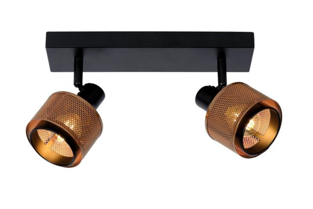 Lucide 'RAFA' Dimmable Rotatable Stylish Indoor Twin Ceiling Spotlight 2xE14 in Black - image 1
