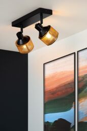 Lucide 'RAFA' Dimmable Rotatable Stylish Indoor Twin Ceiling Spotlight 2xE14 in Black - thumbnail 3