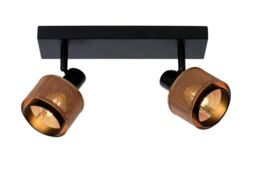 Lucide 'RAFA' Dimmable Rotatable Stylish Indoor Twin Ceiling Spotlight 2xE14 in Black - thumbnail 1