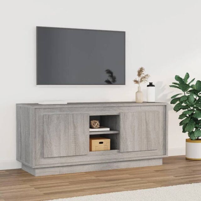 Berkfield Home TV Cabinet Grey Sonoma 102x35x45 cm Engineered Wood - Size: 102 x 35 x 45 cm - image 1