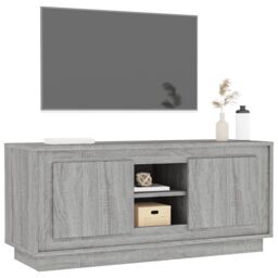 Berkfield Home TV Cabinet Grey Sonoma 102x35x45 cm Engineered Wood - Size: 102 x 35 x 45 cm - thumbnail 4
