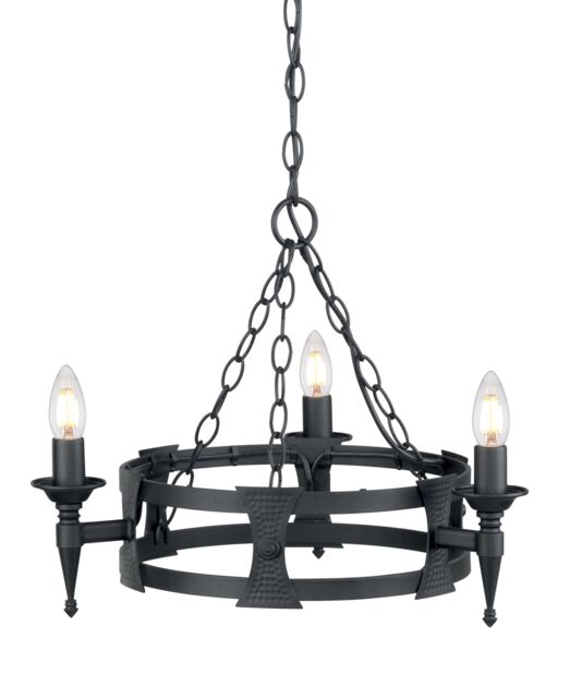 Netlighting Saxon Chandelier 3 Light Black Finish E14