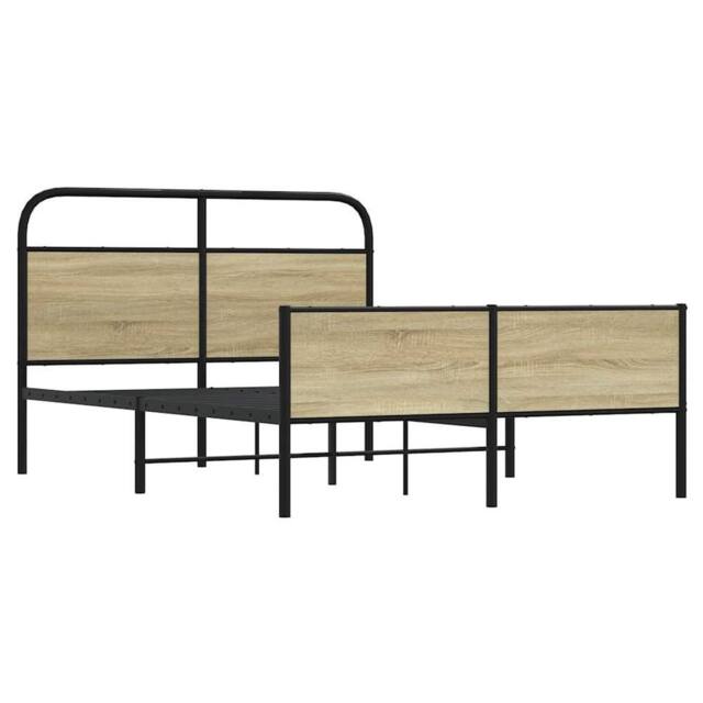 Berkfield Home Elegant Bed Frame without Mattress 140x190 cm Sonoma Oak Engineer in Light Tan - image 1