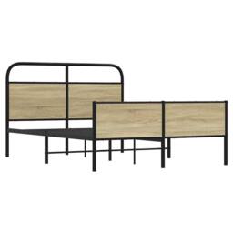 Berkfield Home Elegant Bed Frame without Mattress 140x190 cm Sonoma Oak Engineer in Light Tan - thumbnail 1