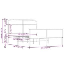 Berkfield Home Elegant Bed Frame without Mattress 140x190 cm Sonoma Oak Engineer in Light Tan - thumbnail 9