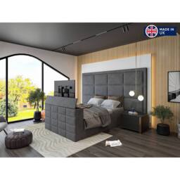 KDMD Copenhagen Upholstered Grey Television Bed Frame - Size: Double - thumbnail 7